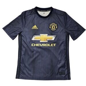 Manchester United Shirt Boys Large Navy Blue Premier League Soccer Adidas Mata 8